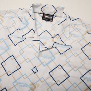 SouthPole Shirt Mens Extra Large Blue Gold Geometric Loop Collar Camp